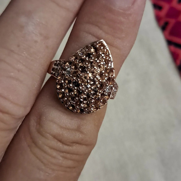 Natural Jenipapo Andalusite & Natural White Zircon Accented Cluster Style Ring - Picture 4 of 10